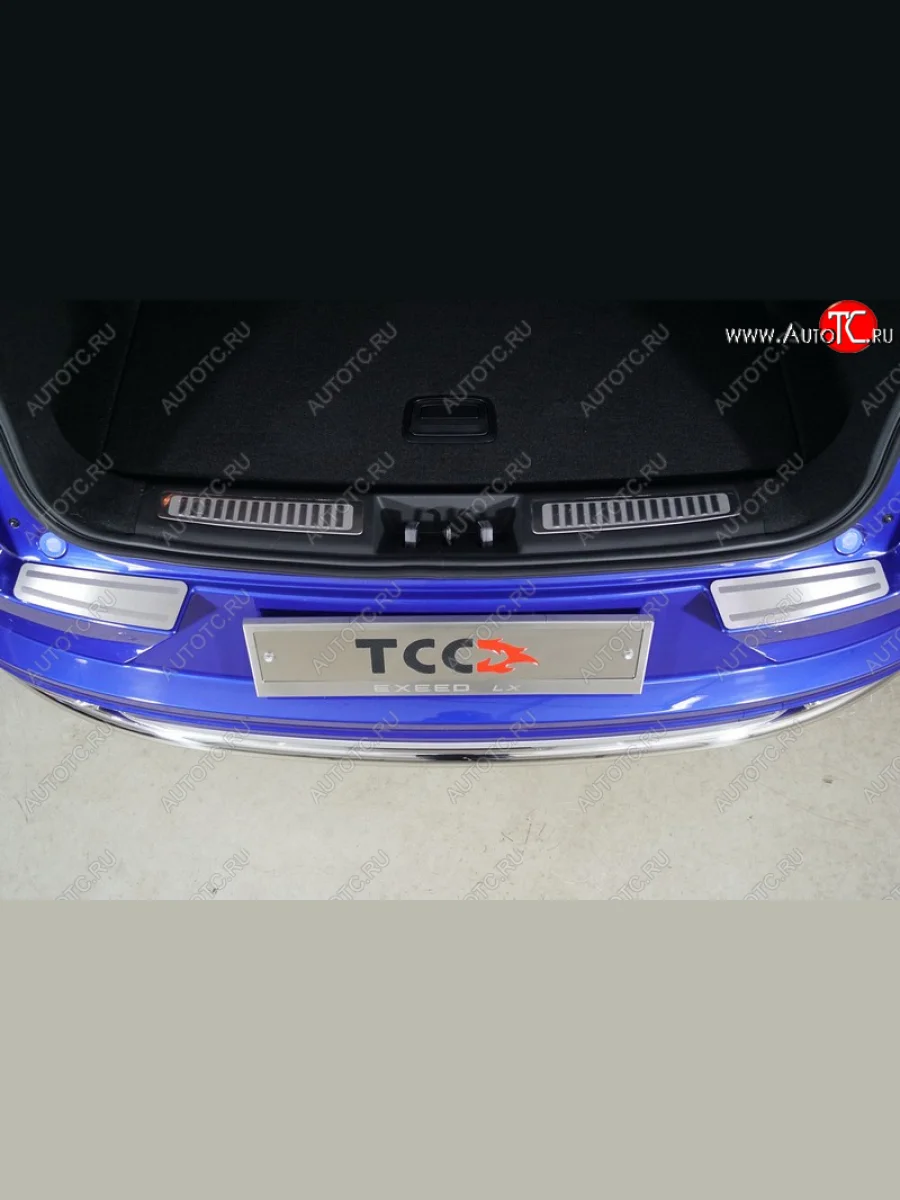 Накладки на задний бампер, ТСС Тюнинг EXEED LX 1-ый рестайлинг (2021-2025) (лист шлифованный с полосой)  с доставкой в г. Керчь