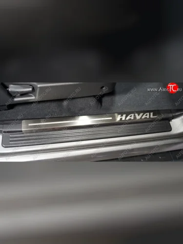 Накладки на пластиковые пороги, ТСС Тюнинг (лист шлифованный надпись HAVAL) Haval H5 рестайлинг (2020-2023)