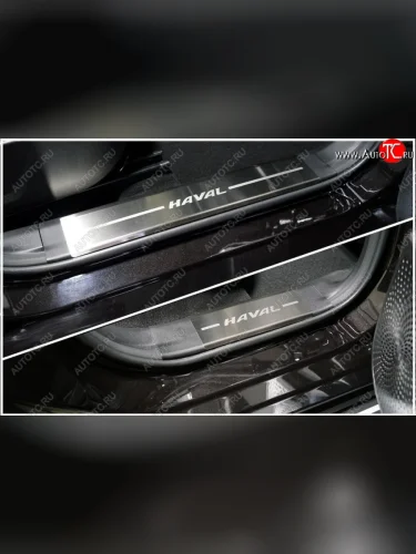Накладки на пластиковые пороги, ТСС Тюнинг (лист шлифованный надпись Haval) Haval Jolion рестайлинг (2024-2025)