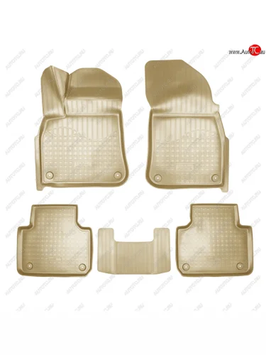 Коврики салонные 3D Norplast (бежевый) Volkswagen Touareg 3 CR дорестайлинг (2018-2022)