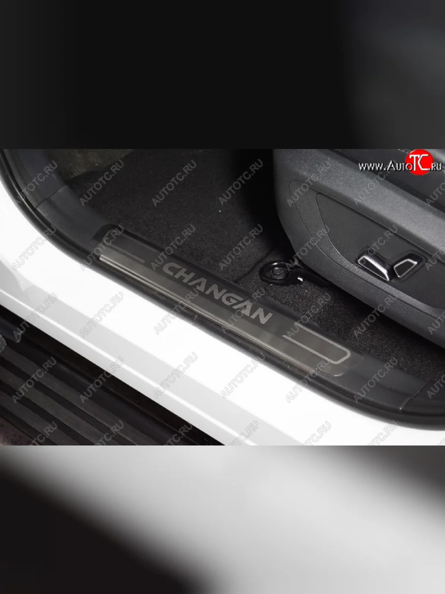 Накладки на пластиковые пороги, ТСС Тюнинг Changan CS55 Plus (2021-2025) (лист шлифованный надпись CHANGAN)  в Перми Пермском крае