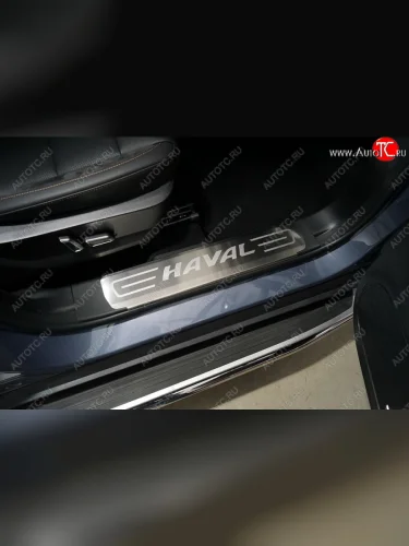 Накладки на пластиковые пороги, ТСС Тюнинг (лист шлифованный надпись Haval) Haval Dargo (2022-2025)