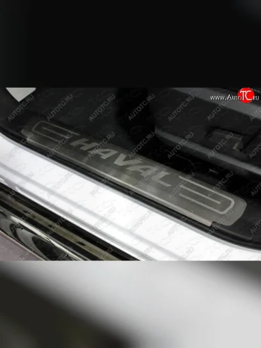 Накладки на пластиковые пороги, ТСС Тюнинг (лист шлифованный надпись Haval) Haval F7  дорестайлинг (2018-2022)
