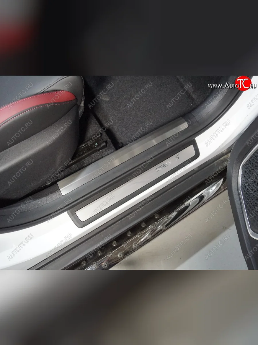 Накладки на пластиковые пороги, ТСС Тюнинг Geely Coolray SX11 дорестайлинг (2018-2023) (лист шлифованный)  в Керчи Республика Крым