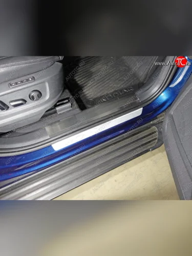 Накладки на пластиковы пороги, ТСС Тюнинг (лист шлифованный) Skoda Kodiaq 1 NS7 дорестайлинг (2017-2021)