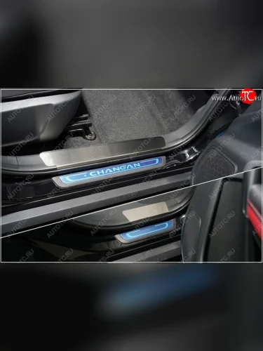 Накладки на пластиковы пороги, ТСС Тюнинг (лист шлифованный) Changan CS55 Plus (2021-2025)