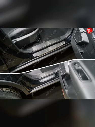 Накладки на пластиковые пороги, ТСС Тюнинг (лист шлифованный) Geely Atlas NL3 (2016-2022)