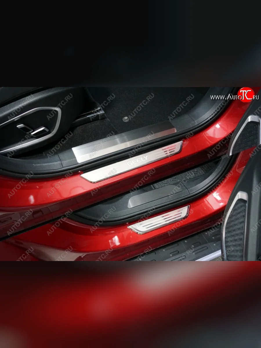 Накладки на пластиковые пороги, ТСС Тюнинг Geely Tugella FY11,HPBA4 дорестайлинг (2019-2023) (лист шлифованный)  в Перми Пермском крае