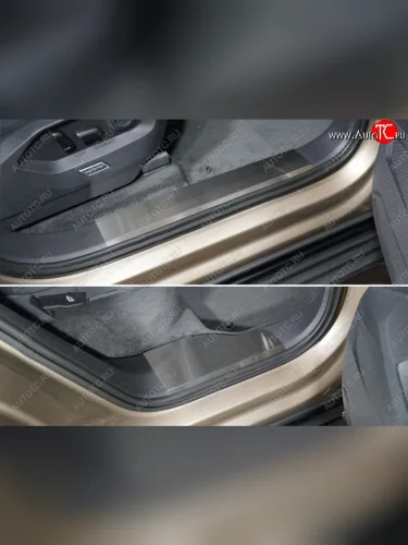 Накладки на пластиковые пороги, ТСС Тюнинг (лист шлифованный) Volkswagen Touareg 3 CR дорестайлинг (2018-2022)