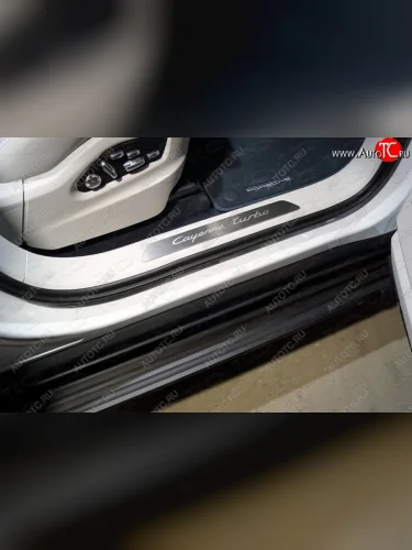 Накладки на пластиковые пороги, ТСС Тюнинг (лист шлифованный Cayenne Turbo) Porsche Cayenne PO536 (2018-2025)