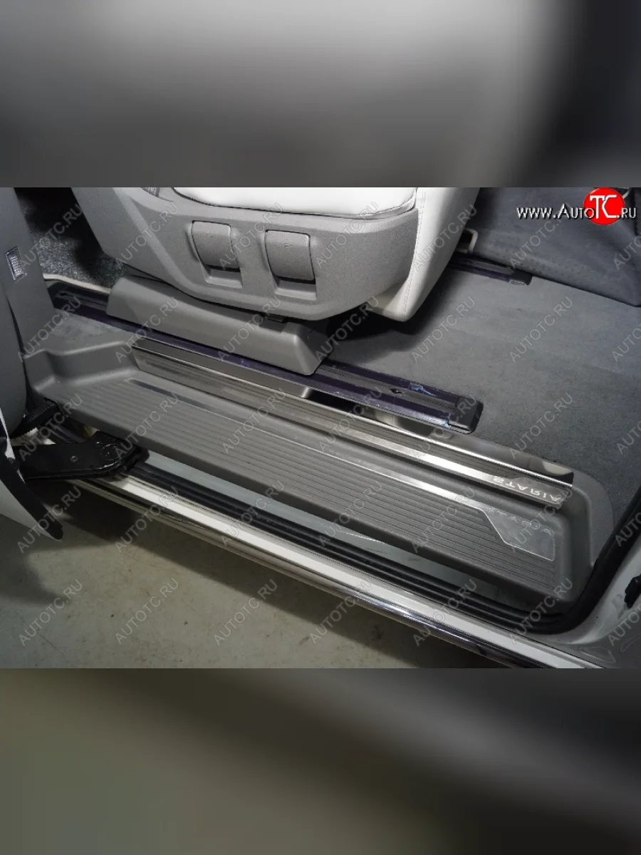 Накладки на пластиковые пороги задние, ТСС Тюнинг Hyundai Staria US4 (2021-2022) (лист зеркальный)  в Перми Пермском крае