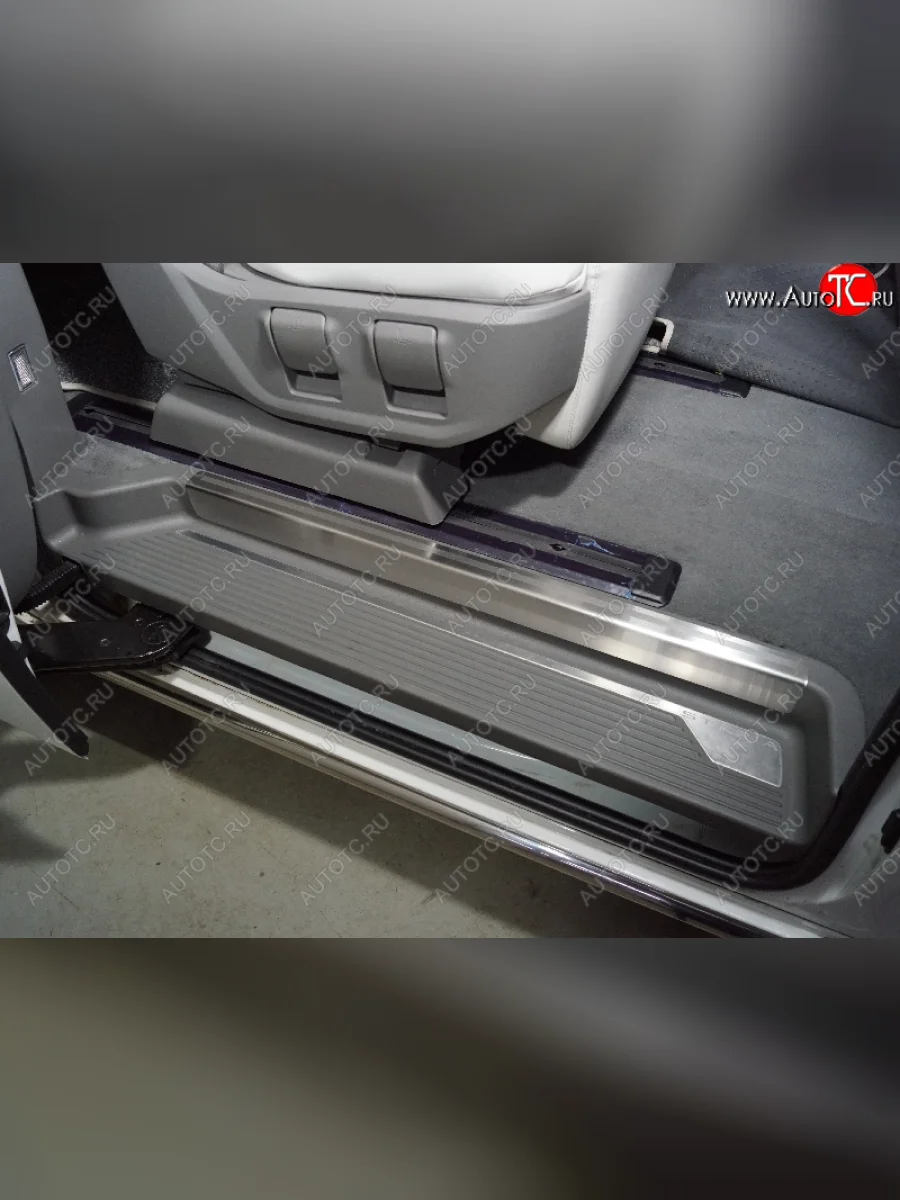 Накладки на пластиковые пороги задние, ТСС Тюнинг Hyundai Staria US4 (2021-2022) (лист шлифованный с полосой)  в Перми Пермском крае