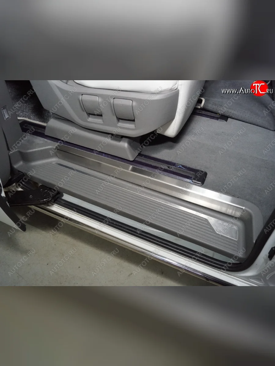 Накладки на пластиковые пороги задние, ТСС Тюнинг Hyundai Staria US4 (2021-2022) (лист шлифованный)  в Перми Пермском крае