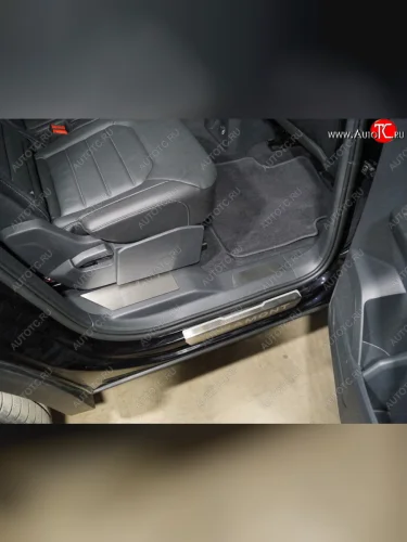Накладки на пластиковые пороги задние, ТСС Тюнинг (лист шлифованный) Volkswagen Teramont 1 CA1 дорестайлинг (2016-2020)
