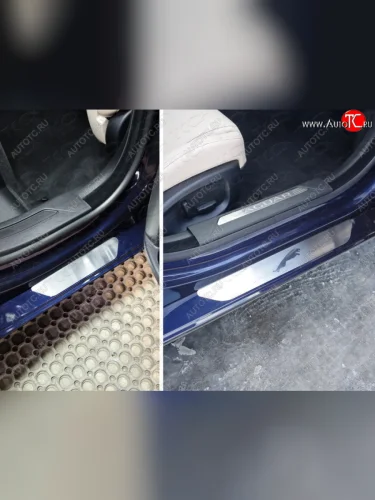 Накладки на пороги, ТСС Тюнинг (лист шлифованный Jaguar) Jaguar XE X250 дорестайлинг (2014-2019)