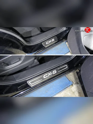 Накладки на пороги, ТСС Тюнинг (лист шлифованный надпись CX-5) Mazda CX-5 KE рестайлинг (2015-2017)