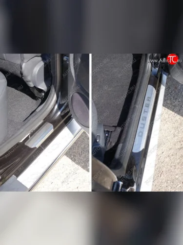 Накладки на пороги, ТСС Тюнинг (лист шлифованный надпись Duster) Renault Duster HS рестайлинг (2015-2021)