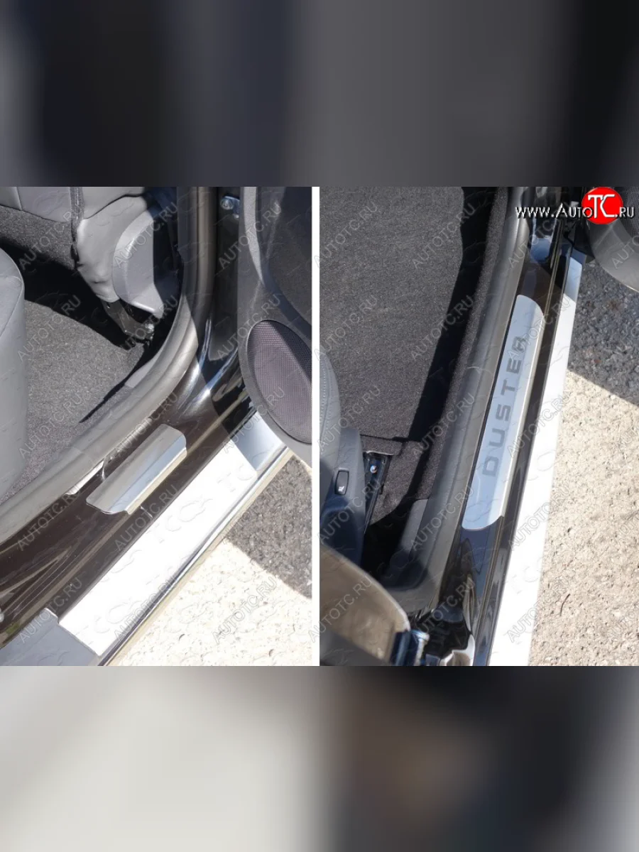 Накладки на пороги, ТСС Тюнинг Renault Duster HS рестайлинг (2015-2021) (лист шлифованный надпись Duster)  в Перми Пермском крае