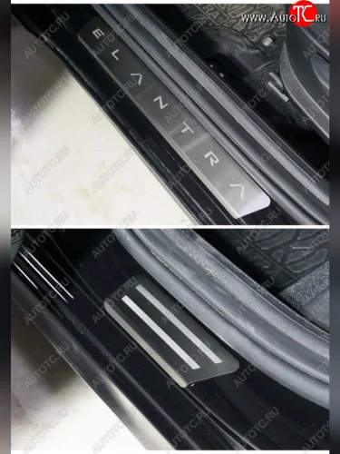 Накладки на пороги, ТСС Тюнинг (лист шлифованный надпись Elantra) Hyundai Elantra CN7 (2020-2023)