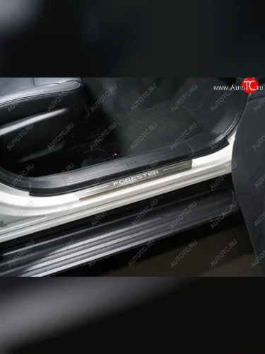 Накладки на пороги, ТСС Тюнинг (лист шлифованный надпись Forester) Subaru Forester SK/S14 дорестайлинг (2018-2021)