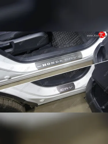 Накладки на пороги, ТСС Тюнинг (лист шлифованный надпись Honda CR-V) Honda CR-V RW,RT дорестайлинг (2016-2020)