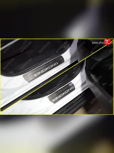 Накладки на пороги, ТСС Тюнинг (лист шлифованный надпись KINGKONG) Great Wall Poer KingKong пикап (2021-2025)