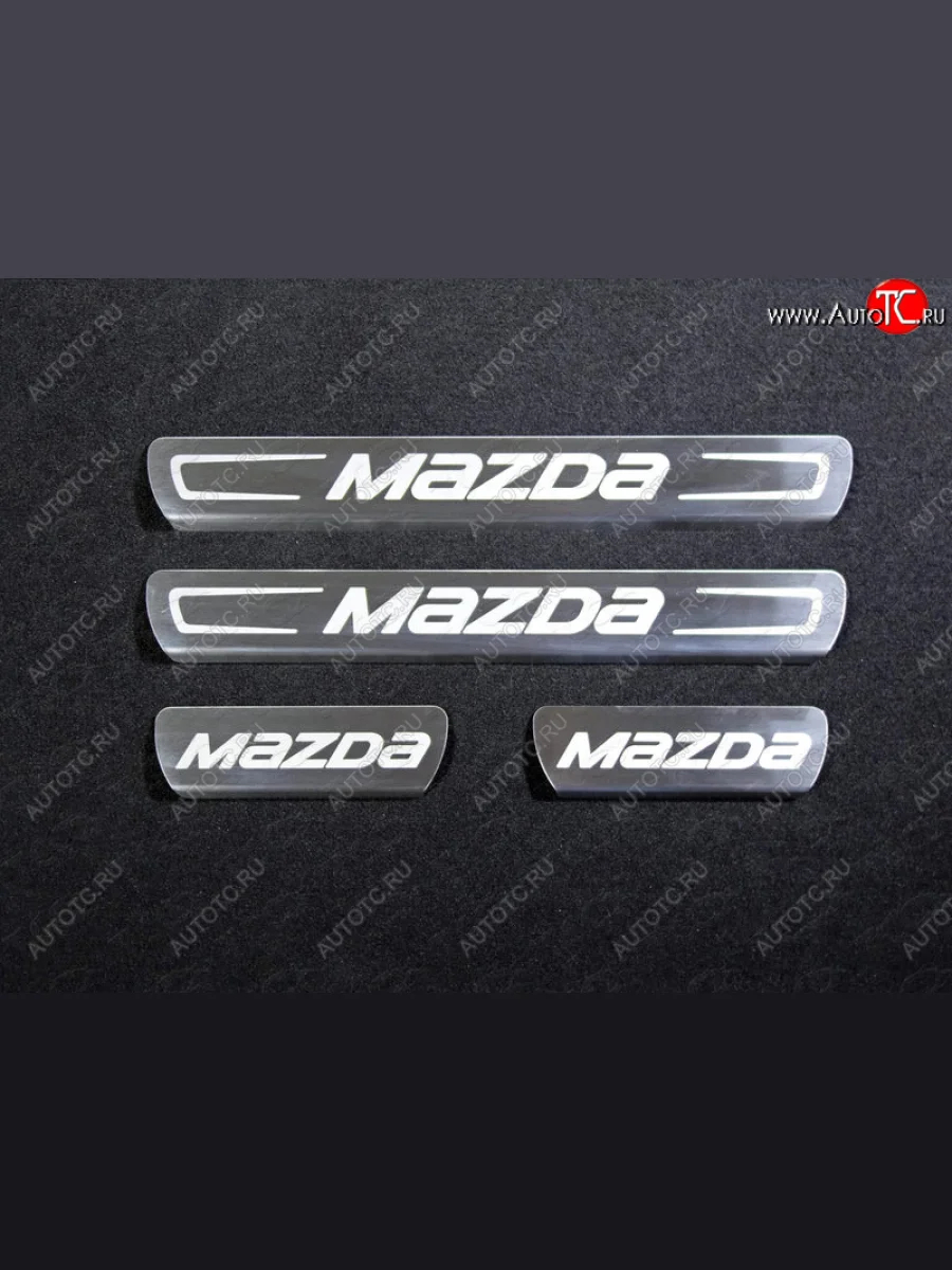 Накладки на пороги, ТСС Тюнинг Mazda CX-5 KE рестайлинг (2015-2017) (лист шлифованный надпись MAZDA)  в Перми Пермском крае