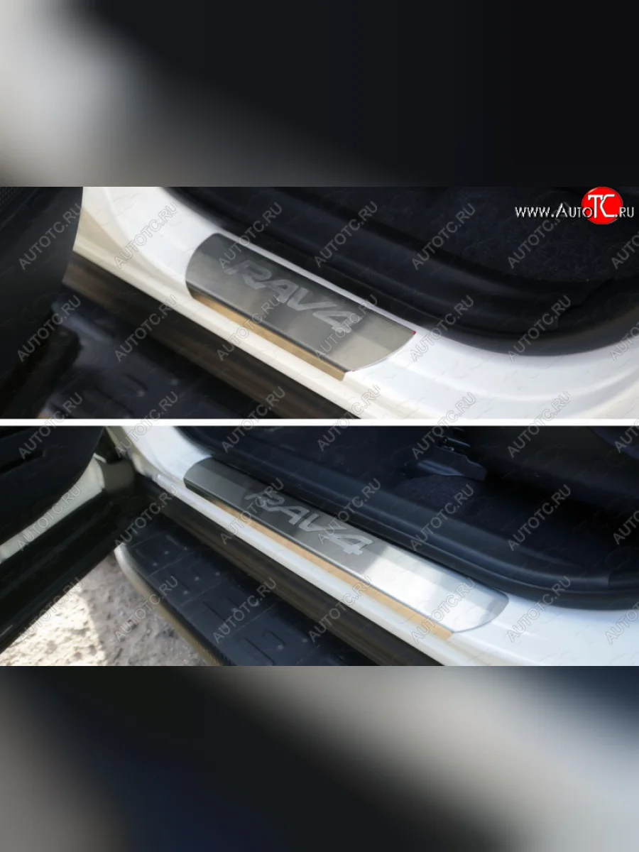 Накладки на пороги, ТСС Тюнинг Toyota RAV4 XA40 5 дв. рестайлинг (2015-2019) (лист шлифованный надпись RAV4)  в Воронеже Воронежской области