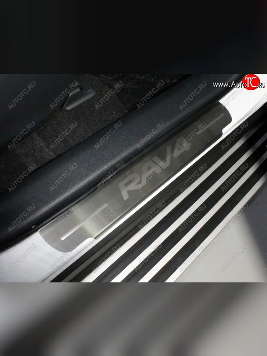 Накладки на пороги ТСС Тюнинг Toyota RAV4 XA50 5 дв. дорестайлинг (2018-2025) (лист шлифованный надпись RAV4)  в Керчи Республика Крым