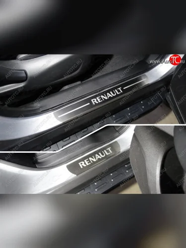 Накладки на пороги, ТСС Тюнинг (лист шлифованный надпись Renault) Renault Koleos 2 (2016-2025)