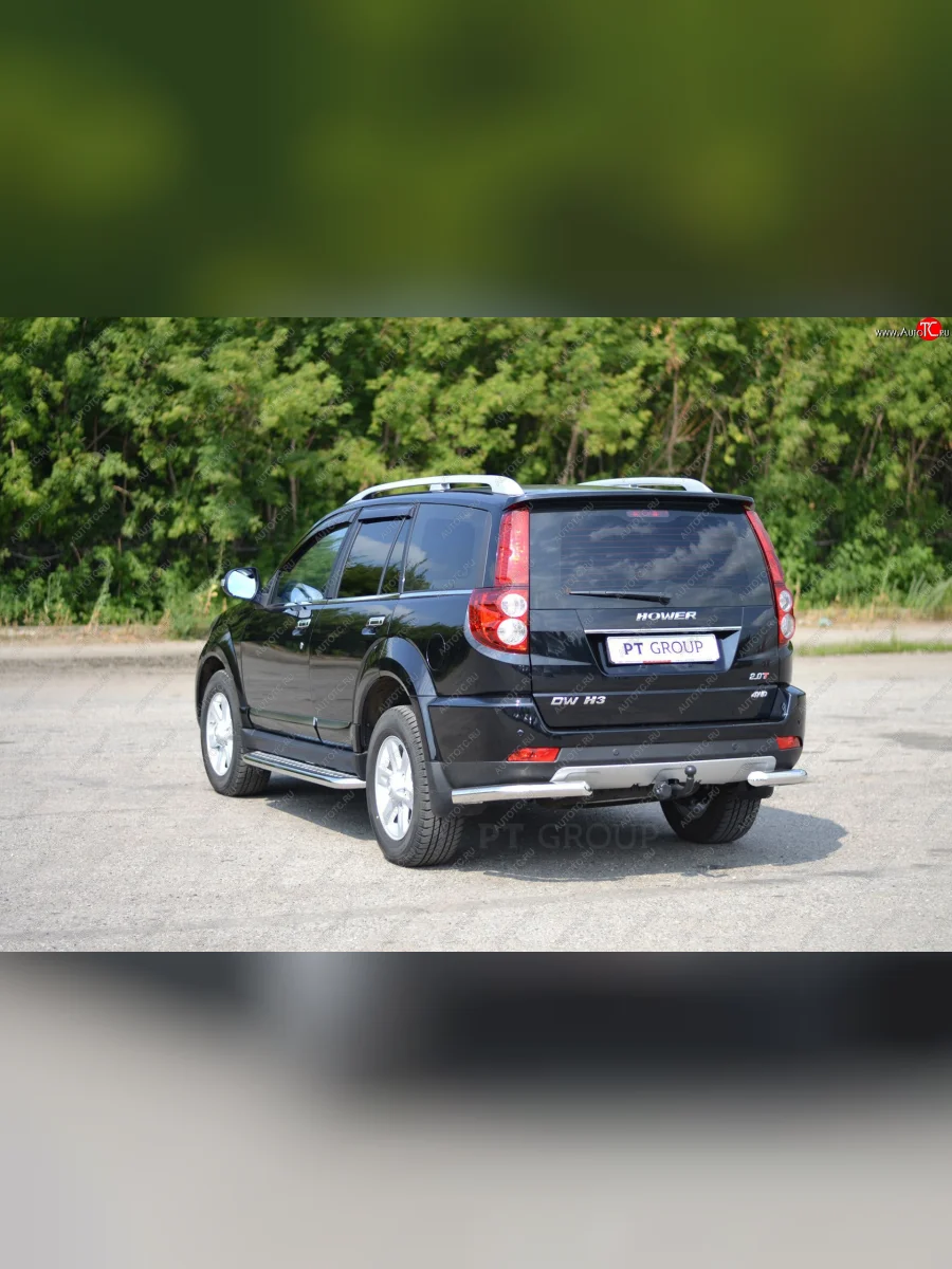 Защита заднего бампера (уголки d63 мм) Petroil Tuning Great Wall Hover H3 (2017-2025) (нержавейка полированна)  в Самаре Самарской области