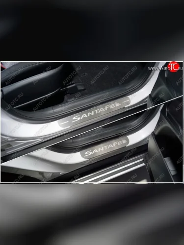 Накладки на пороги, ТСС Тюнинг (лист шлифованный надпись Santa Fe) Hyundai Santa Fe TM рестайлинг (2020-2022)