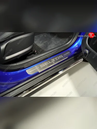 Накладки на пороги, ТСС Тюнинг (лист шлифованный надпись seltos) KIA Seltos SP2 дорестайлинг (2019-2022)