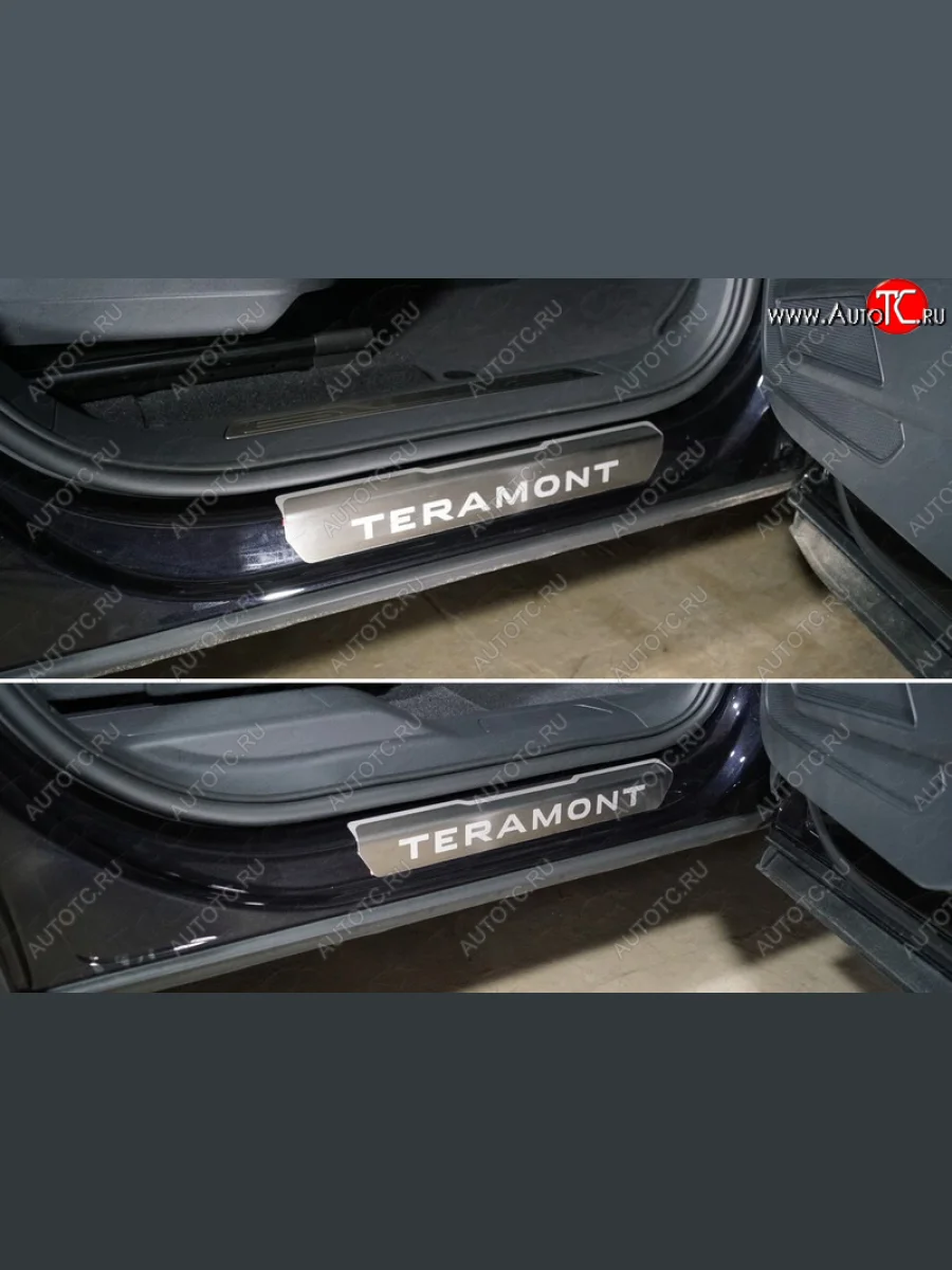 Накладки на пороги, ТСС Тюнинг Volkswagen Teramont 1 CA1 дорестайлинг (2016-2020) (лист шлифованный надпись Teramont)  в Самаре Самарской области