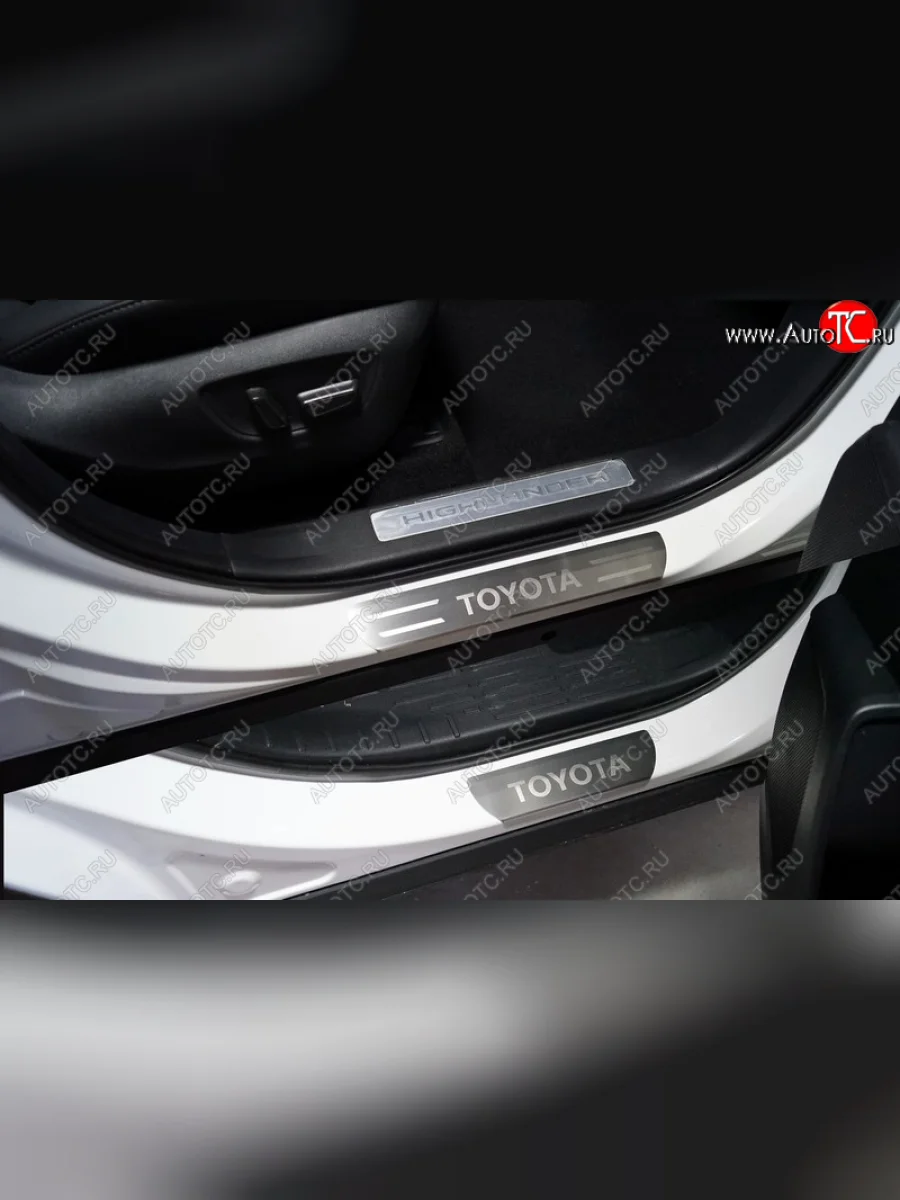 Накладки на пороги, ТСС Тюнинг Toyota Highlander XU70 (2020-2025) (лист шлифованный надпись Toyota)  в Перми Пермском крае