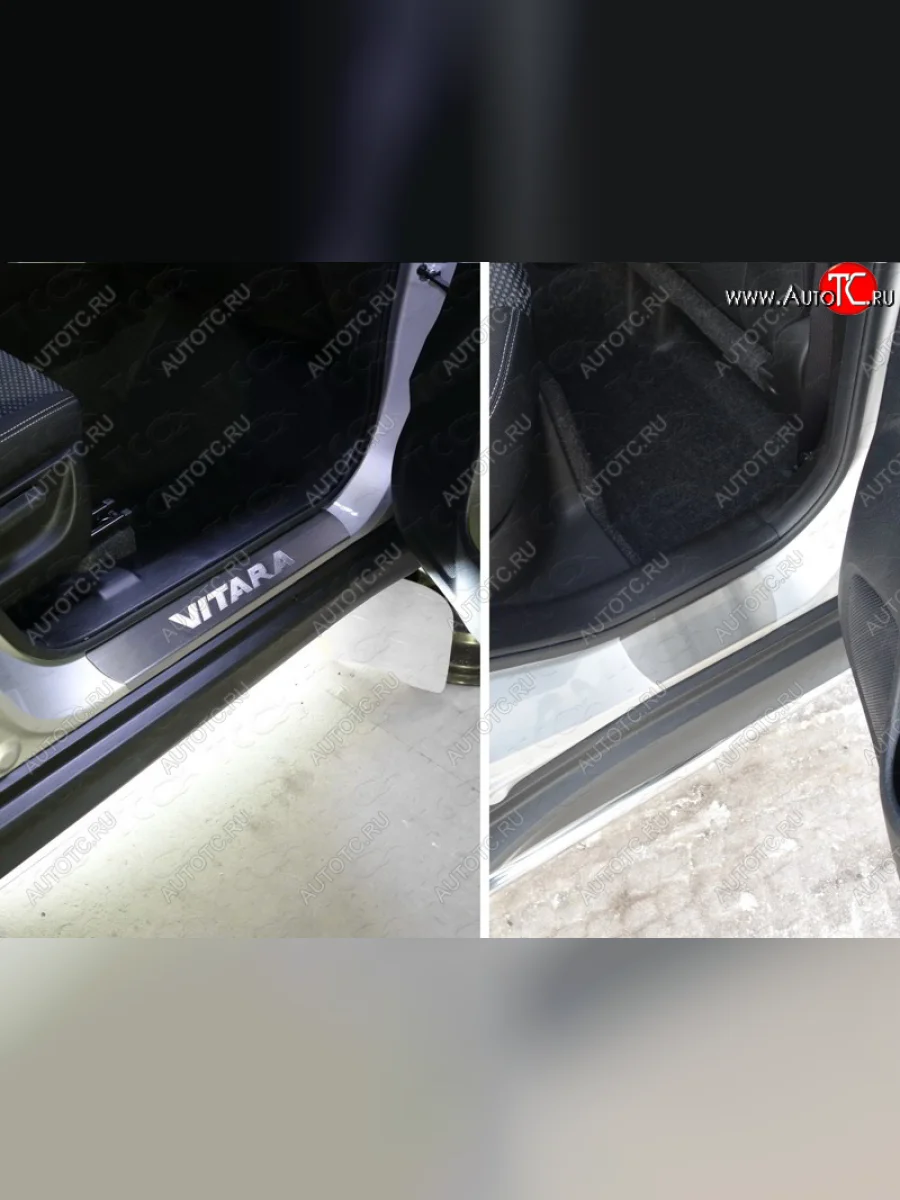 Накладки на пороги, ТСС Тюнинг Suzuki Vitara LY дорестайлинг (2015-2019) (лист шлифованный надпись Vitara)  в Керчи Республика Крым