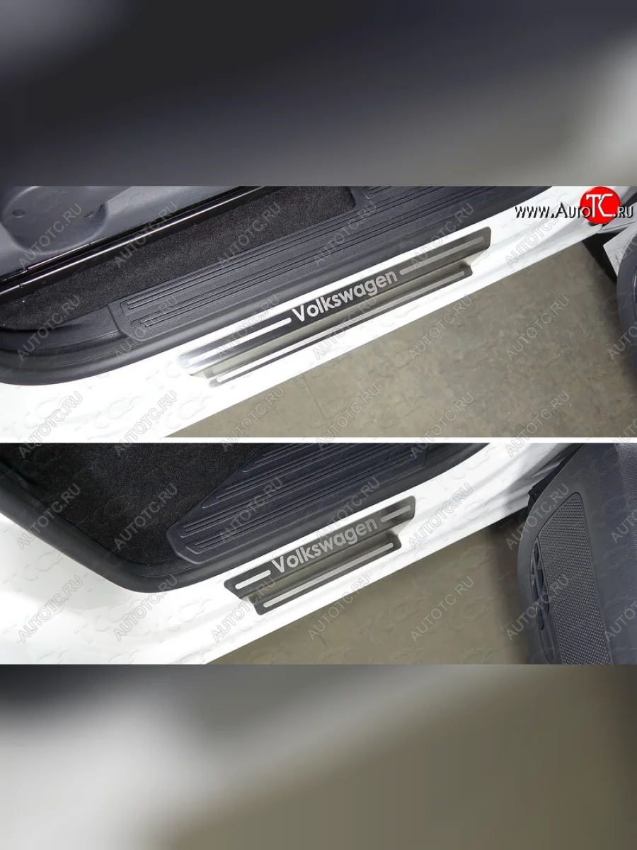 Накладки на пороги, ТСС Тюнинг Volkswagen Amarok рестайлинг (2016-2022) (лист шлифованный надпись Volkswagen)  в Воронеже Воронежской области