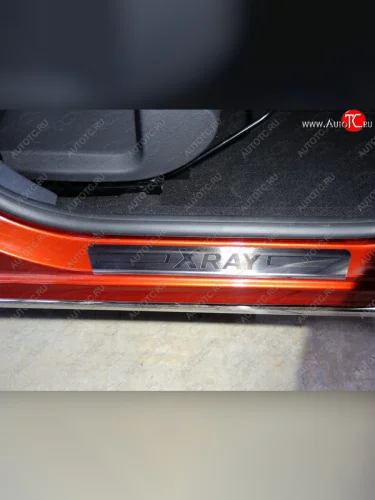 Накладки на пороги, ТСС Тюнинг (ист шлифованный надпись XRAY) Лада ВАЗ XRAY (2016-2022)