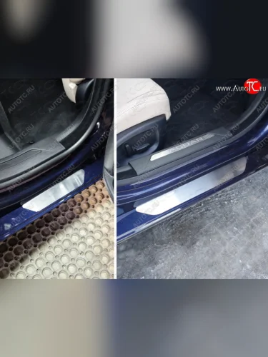 Накладки на пороги, ТСС Тюнинг (лист шлифованный) Jaguar XE X250 дорестайлинг (2014-2019)