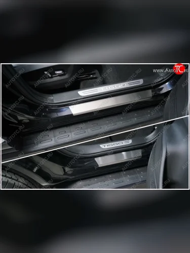 Накладки на пороги, ТСС Тюнинг (лист шлифованный) Chery Tiggo 8 PRO (2021-2025)