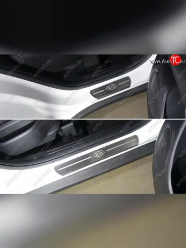  Накладки на пороги, ТСС Тюнинг (лист шлифованный логотип Kia) KIA Soul PS рестайлинг (2017-2019)