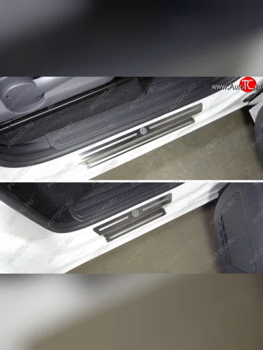 Накладки на пороги, ТСС Тюнинг (лист шлифованный логотип Volkswagen) Volkswagen Amarok рестайлинг (2016-2022)