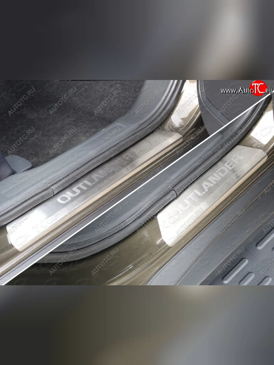 Накладки на пороги, ТСС Тюнинг Mitsubishi Outlander GF 2-ой рестайлинг (2015-2018) (лист шлифованный надпись  OUTLANDER)  в Керчи Республика Крым