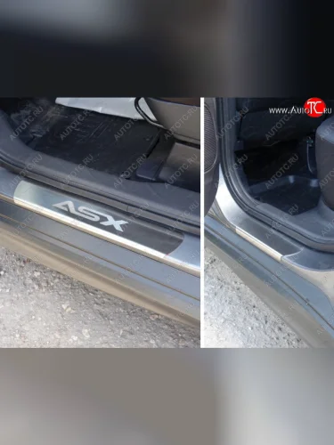 Накладки на пороги, ТСС Тюнинг (лист шлифованный надпись ASX) Mitsubishi ASX 1-ый рестайлинг (2013-2016)