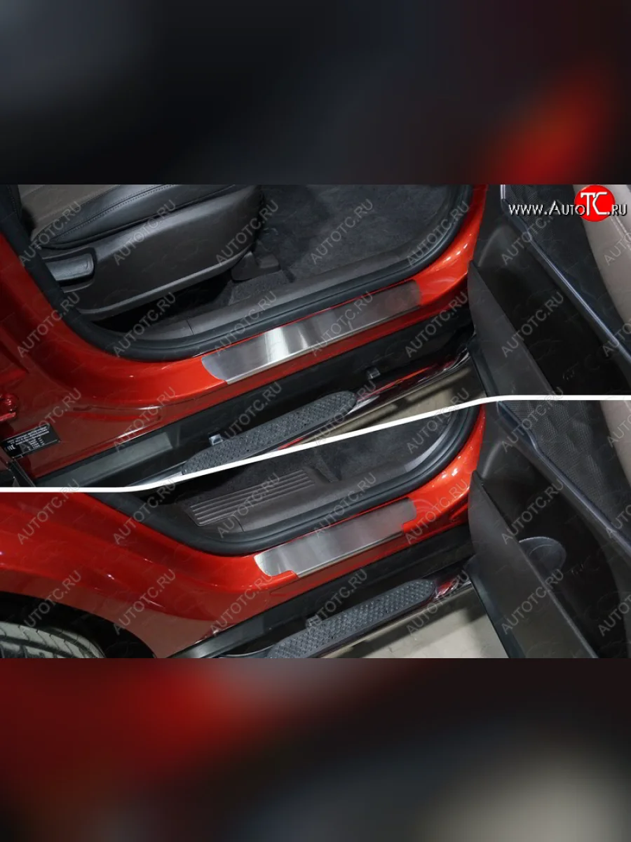 Накладки на пороги, ТСС Тюнинг Hyundai Santa Fe TM дорестайлинг (2018-2021) (лист шлифованный)  в Воронеже Воронежской области
