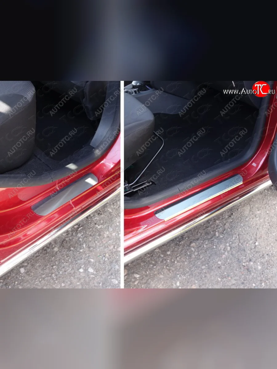 Накладки на пороги, ТСС Тюнинг Renault Logan 2 дорестайлинг (2014-2018) (лист шлифованный)  в Самаре Самарской области