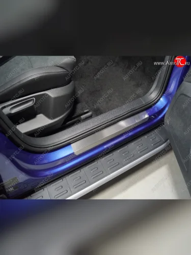 Накладки на пороги, ТСС Тюнинг (лист шлифованный) Skoda Karoq NU7 рестайлинг (2020-2025)