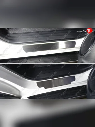 Накладки на пороги, ТСС Тюнинг (лист шлифованный) Toyota Fortuner AN160 дорестайлинг (2015-2020)