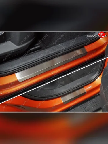 Накладки на пороги, ТСС Тюнинг (лист шлифованный) Volkswagen Taos (2020-2022)