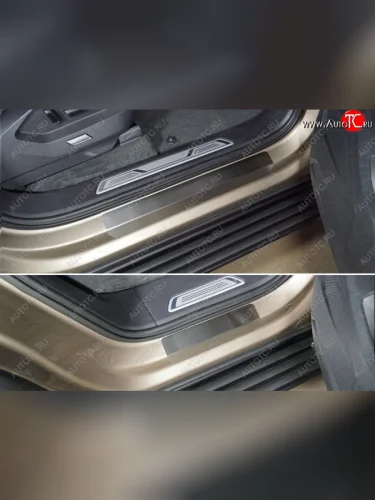 Накладки на пороги, ТСС Тюнинг (лист шлифованный) Volkswagen Touareg 3 CR дорестайлинг (2018-2022)